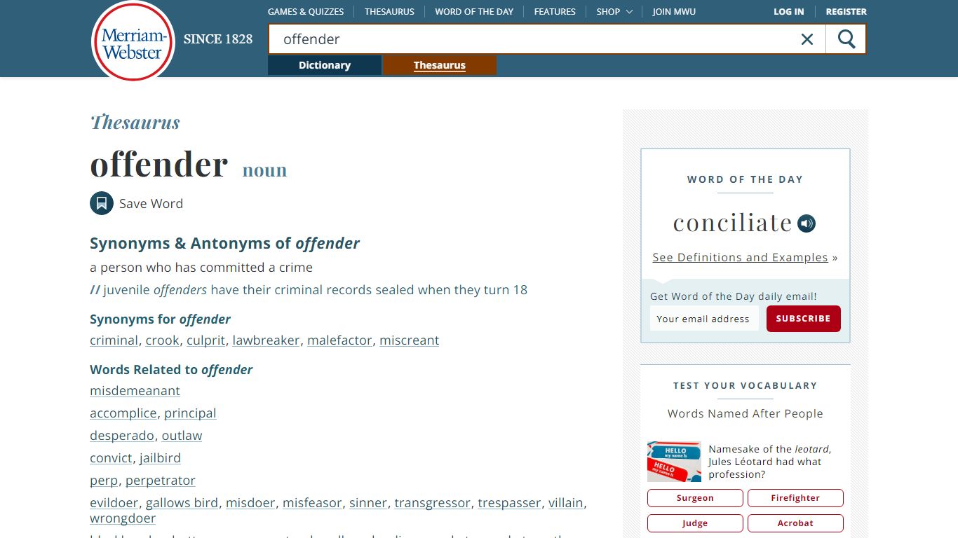 50 Synonyms of OFFENDER | Merriam-Webster Thesaurus